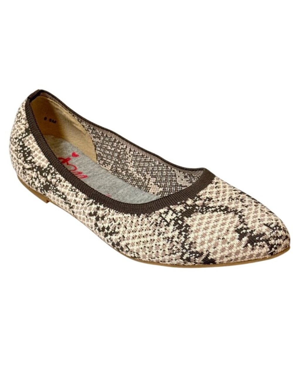 Jellypop Womens Snakeskin Print Ballet Flats Size 8.5M Memory Foam Insole Slip-O